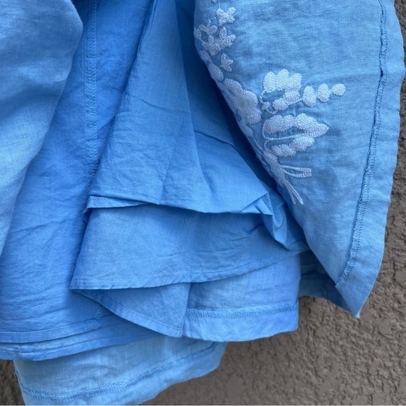 Tommy Hilfiger 100% Linen Skirt Women’s Size 14 Embroidered Floral Flare Hem - Picture 6 of 10